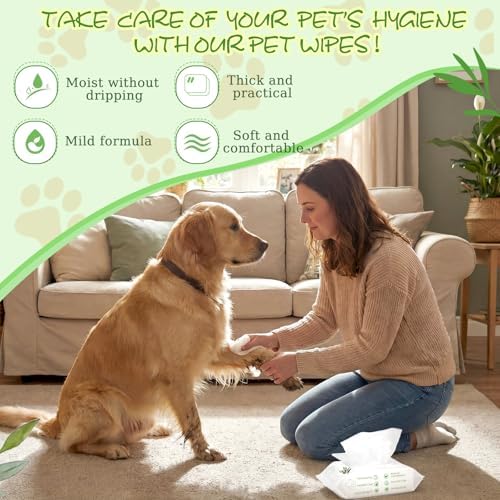 Treela 10 Pack Dog Pet Wipes, 80 Count Paws Body, Tea Tree Flavor