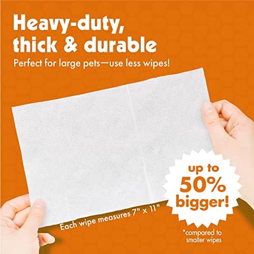 Petkin Big N' Thick Paw Wipes for Dogs, 200 Large Wipes - Clean Dirty Paws After Walks, with Paw Balm Protectant - Keep Floors and Furniture Clean - Ideal for Home or Travel - 2 Packs of 100 Wipes