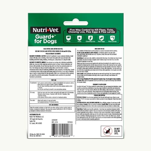 Nutri-Vet Guard+ Spot On for Dogs 89-132 lbs, Flea Treatment, 3 Doses