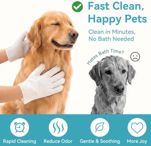 Pet Glove Wipes Pro, Massage Grooming for Dogs & Cats