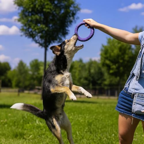 Dog Tug Toy, Dog Pull Ring Toy, Lightweight EVA Fitness Ring - Interactive Floating Fetch Toy for Dogs - Durable Soft Training Ring for Puppy & Active Dogs - Professional All-Terrain Pet Toy (Blue)