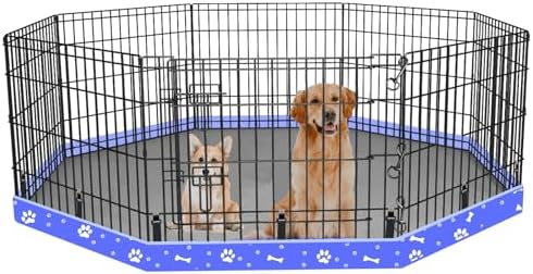 Dog Playpen Bottom Pad Fits for 24 Inch 8 Panels Regular Octagon Metal Exercise Pet Playpen, Dog Crate Pad Puppy Playpen Pad. (Note: Playpen Not Included) -Blue
