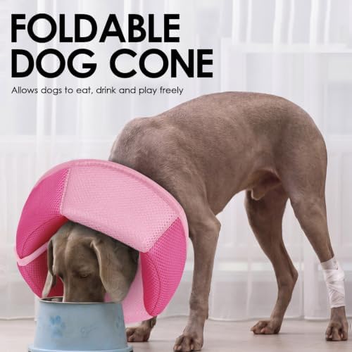 AOFITEE Medium Dog Cone Soft Dog Cone Collar to Stop Licking Pink M