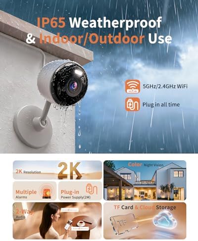 Techage Indoor Camera 2 Pack, 2K Cameras for Home Security for Baby/Pet