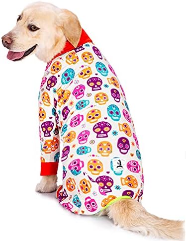 Dog Surgery Recovery Suit Female Male for Dogs After Surgery Medium Large Dogs Onesie Dog Pajamas Pjs Clothes (White Halloween, 38 (Chest 42.52 in | Backlength 27.95 in))
