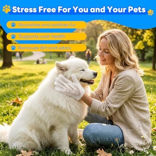 VISRIE 60 Pcs Pet Glove Wipes for Dogs & Cats, Thick Cleaning Gloves