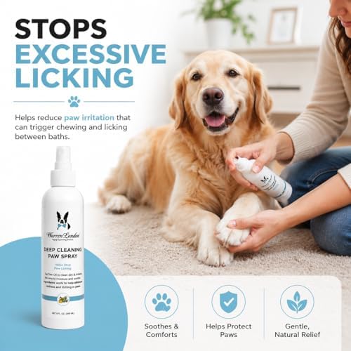 Warren London Deep-Cleaning Paw Spray for Dogs | Tea Tree & Aloe Paw Soother – Cleans, Moisturizes, Relieves Itch & Stops Licking Between Baths | Made in USA, 8 oz