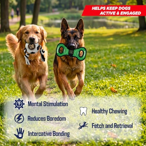 Pets First MLS Los Angeles FC Soccer Field Tug Toy & Soccer Ball Rope Toy Set for Dogs - Officially Licensed Interactive Squeaky Rope Fetch & Chew Toys with Team Logo