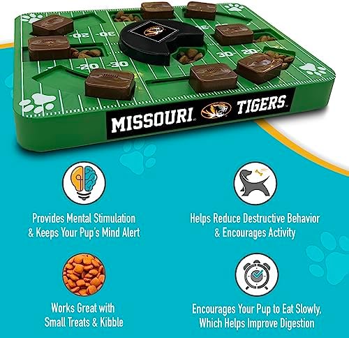Pets First NCAA Missouri Tigers Puzzle Toy, Puzzle Treat Dog Toy, Interactive Dog Treat Toy, Dog Puzzle Feeding Slow Toy