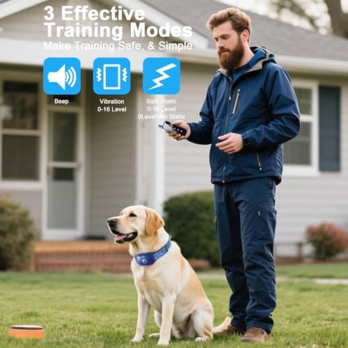 Aikko Dog Shock Collar with Remote - IPX7 Waterproof, 3 Training Modes (Beep, Vibration, Shock), Rechargeable E-Collar for Most Breeds, Anti-Bark & Adjustable Humanitarian Training Collar for 3 Dog