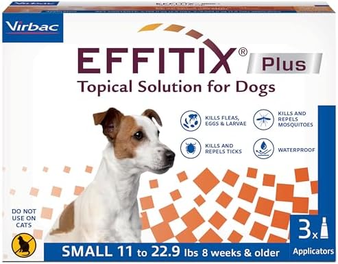EFFITIX Plus Topical Solution for Dogs - Waterproof Flea and Tick Treatment for Small Dogs (11-22.9lbs) 3 Doses by Virbac