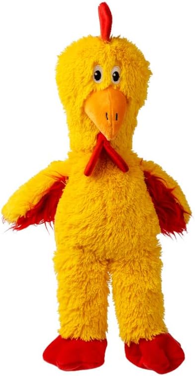 KONG Knots Chicken Dog Toy – Internal Knotted Rope & Dual Squeakers – Durable Plush with Minimal Stuffing, Indoor/Outdoor Chew & Tug Toy (Medium/Large)