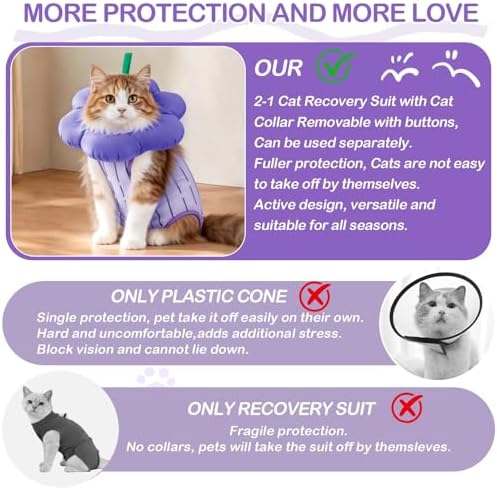 EMUST Recovery Suit for Cats After Surgery, Breathable Surgical Wear Female