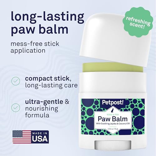 Petpost | Paw Balm for Dogs - Nourishing Cream Soothes Itchy, Dry Dog Paws with Moisturizing Ingredients - Organic Coconut Oil, Jojoba Oil, and Shea Butter 0.64 oz.