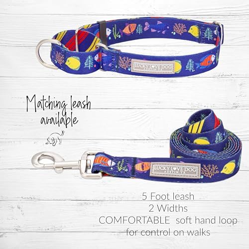 Lucky Love Dog Martingale Collar & Leash Set No Slip Cute – Mackey, Medium