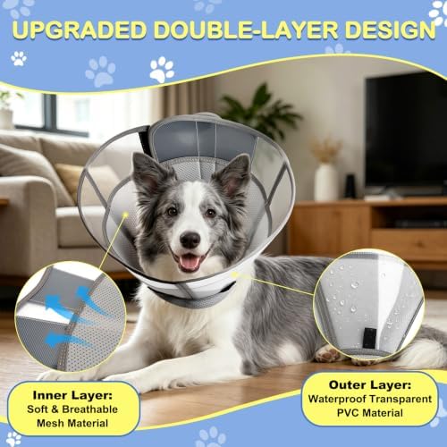 Dog Cone to Stop Licking, Soft Dog Cone Collar Alternative After Surgery
