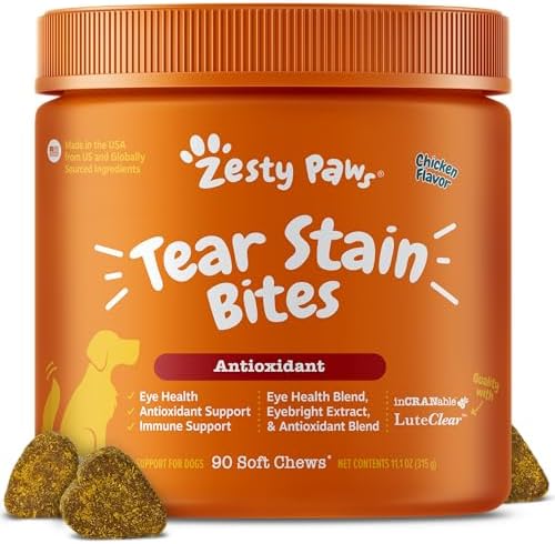 Zesty Paws Tear Stain Remover for Dogs - Dog Tear Stain Chews, Chicken 90ct
