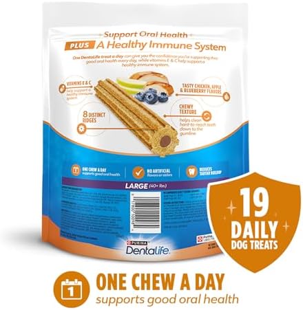 Dentalife Purina Plus Immune Support Chicken, Apple and Blueberry Flavor Large Dog Dental Chews - (2) 19 ct. Pouches