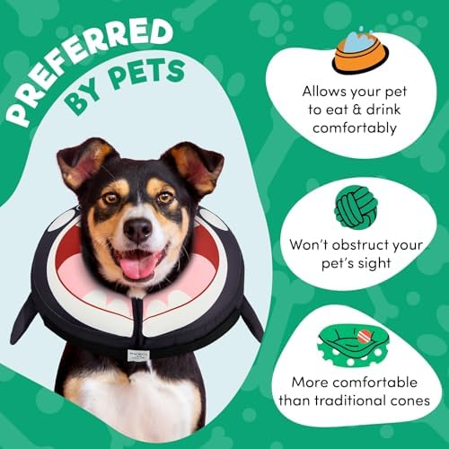 BENCMATE Inflatable Dog Cone Collar Alternative After Surgery XLarge,Orca