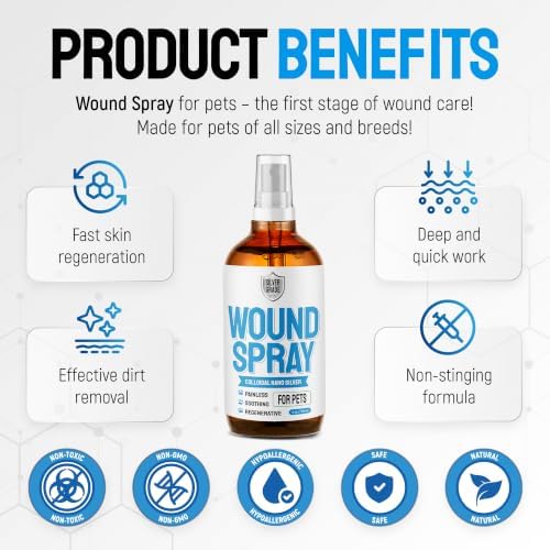 SILVER GRADE Dog Wound Spray for Pets – Colloidal Silver Wound & Skin Care for Dogs & Cats + Secret Product in a Set – Help with Rashes, Hot Spots, Itches, Scratches, Skin Irritations, Bites & Burns