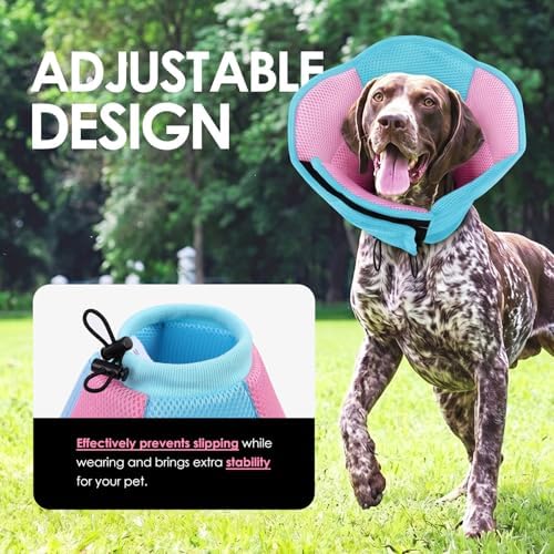 AOFITEE Dog Cone Adjustable Soft Cone for Dog to Stop Licking, BluePink S
