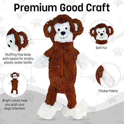 FGA MARKETPLACE Monkey-Frog Flat NO Stuffing NO Squeak Plush Dog Toy, Funny Style Will Entertain Your Pet for Hours, Recommended for Small and Medium Dog 21 INCH Long