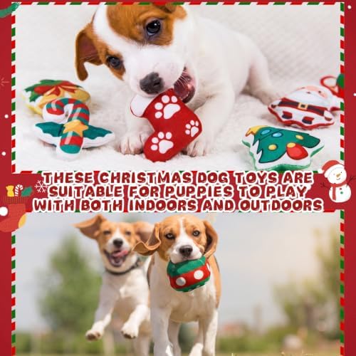 Soulchen 40 Pcs Christmas Dog Toys Set Puppy Squeaky Toys Bulk Cute Stuffed Plush Dogs Chew for Small Medium Pet with Squeakers for Fun & Teething