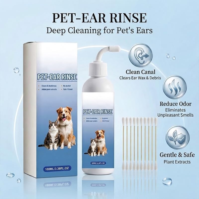 MENDED Pet Ear Cleaner for Dogs & Cats, Gentle Ear Wash, 100 mL, 3 PCS