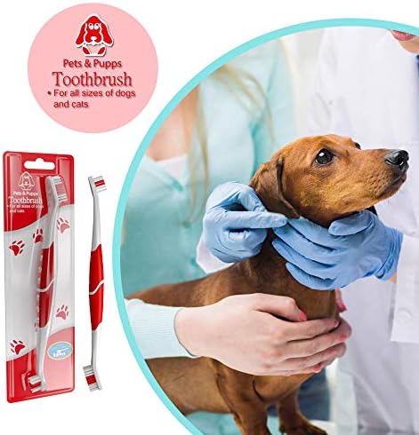 Pet Toothbrush for Dogs, Cats with Soft Bristles - Easy Teeth Cleaning & Dental Care, Non Slip Dual Head Dog Toothbrush for Medium & Large Pets, Toothpaste Not Included, Pack of 1 Blue