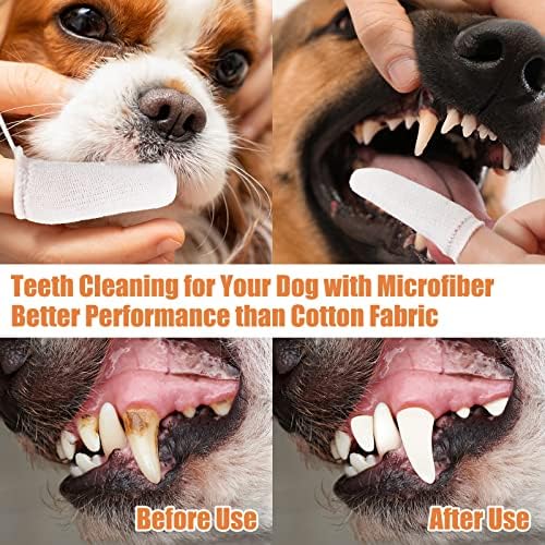 Chunful 20 Pcs Dog Fingerbrush Microfiber Full Soft Finger Pet Toothbrush