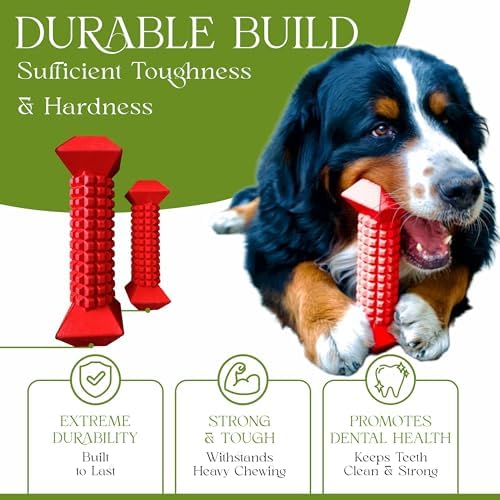 Tough Dog Chew Toys for Aggressive Chewers Indestructible Rubber Toy for Teeth Cleaning Treat Dispenser Chew Bones for Small, Medium Dogs