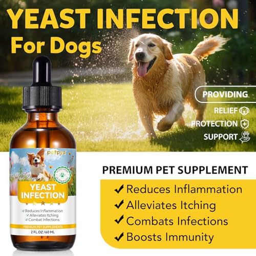 Yeast Infection Treatment for Dogs, Natural Yeast Infection Treatment Drops for Dog Itch Relief, Dog Allergy Relief, Dog Yeast Ear Infection Treatment, 2.02fl.oz
