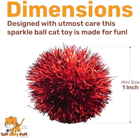 Tuff Kitty Puff 1 Inch Mini Sparkle Ball Cat Toy – 6pk Multi-Color