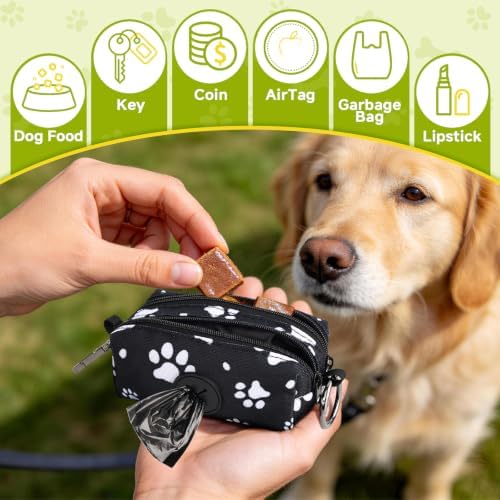 Dog Poop Bag Holder for Leashes 2 Zipper Pockets Navy 1 Pack