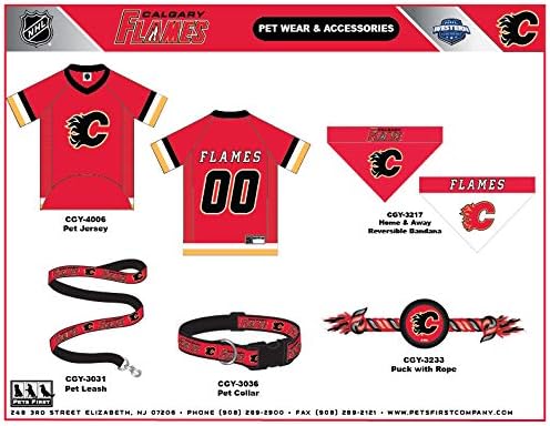 NHL Calgary Flames Collar for Dogs & Cats, Small. - Adjustable, Cute & Stylish! The Ultimate Hockey Fan Collar!