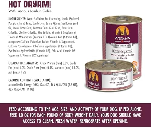 Weruva Classic Dog Food, Hot Dayam! with Lamb in Gelée, 5.5oz Can (Pack of 24)