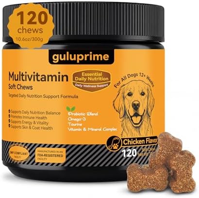 Dog Multivitamin Soft Chews: 5-in-1 Formula with CoQ10, Omega-3 and Lutein