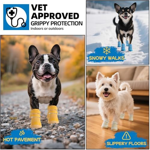 Dog Shoes for Small Dogs, Breathable Dog Boots Paw Protector for Hot Pavement Winter Snow, Dog Booties with Reflective Strips Rugged Anti-Slip Sole for Hardwood Floors Outdoor Walking Green Size 1
