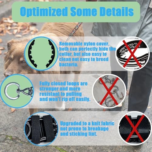 Prong Training Collar for Dogs, Rotating Ring Welding, Adjustable Dog Training Pinch Collar with Quick Release Buckle, for Small Medium Large Dogs