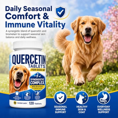 Quercetin for Dogs with Bromelain, Dog Seasonal Skin Comfort, 120 Tablets
