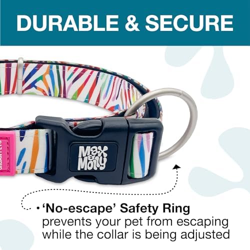 Max & Molly Urban Pets Smart ID Dog Collar - Soft Neoprene, Waterproof, Machine Washable, Power Buckle, Gotcha! QR Tag & Custom App Profile, Magic Zebra M