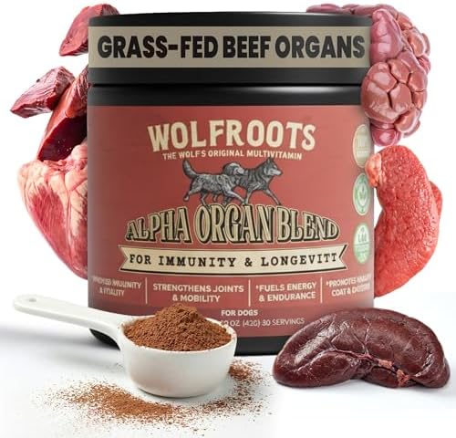 Alpha Organ Blend for Dogs - Grass Fed Beef Liver Heart Kidney Pancreas Spleen Powder - Freeze Dried Dog Vitamin Minerals for Immunity Joints Skin Coat