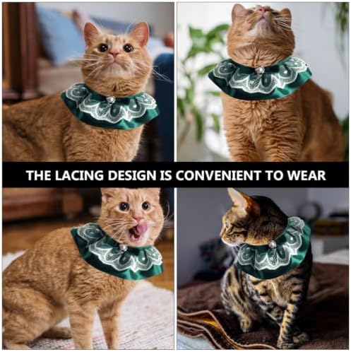 Cat Lace Collar with Pearl Bow Neck Tie for Photos