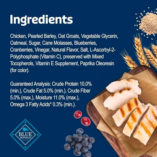 Blue Buffalo Soft & Chewy Health Bars, Baked with Real Chicken & Mixed Berries, Natural Dog Treats Enhanced with Vitamins and Minerals, 9 oz. Bag (Pack of 6)