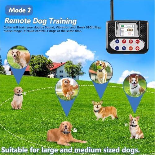 Wireless Dog Fence, Electric Dog Fence & Training Collar with Remote, 2024 Wireless Dog Boundary Containment System, Large Range Sizes, Waterproof Rechargeable Collar for All Dogs,for4dogs