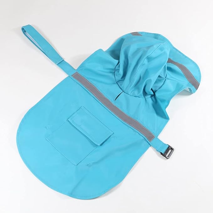 HAPEE Dog Raincoats with Reflective Strip Hoodie,Poncho Jacket for Large Dogs fit Golden Retriever Doodle (C3-Lake Blue, 28B (85-100 lbs))