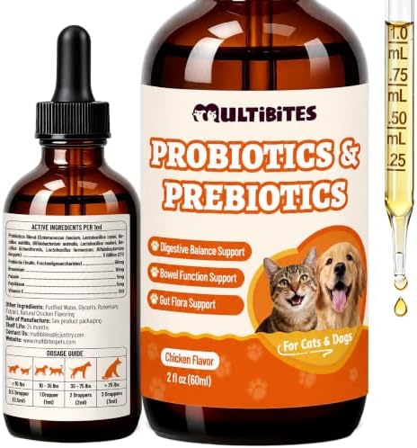 Liquid Probiotic Drops for Cat & Dog Digestive Support 2 Fl Oz