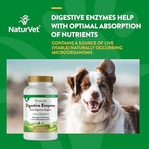 NaturVet Digestive Enzymes with Pre & Probiotic for Dogs & Cats - 90 Count