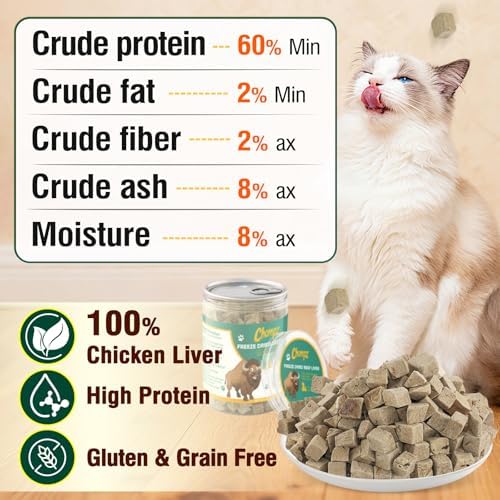 Chompz 120g Freeze Dried Beef Liver Dogs Treats, Cat Liver Treats, Healthy Pet Training Treats or Food Topper, Single Ingredient High-Protein 4.23oz