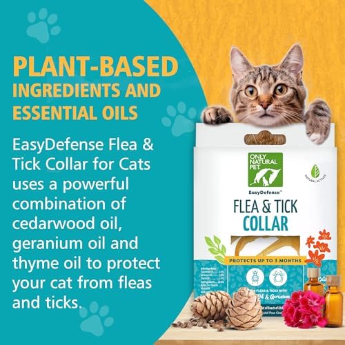 Only Natural Pet EasyDefense Non-Toxic Flea & Tick Cat Collar. Single Collar Protects for 4 Months! (1 Pack)